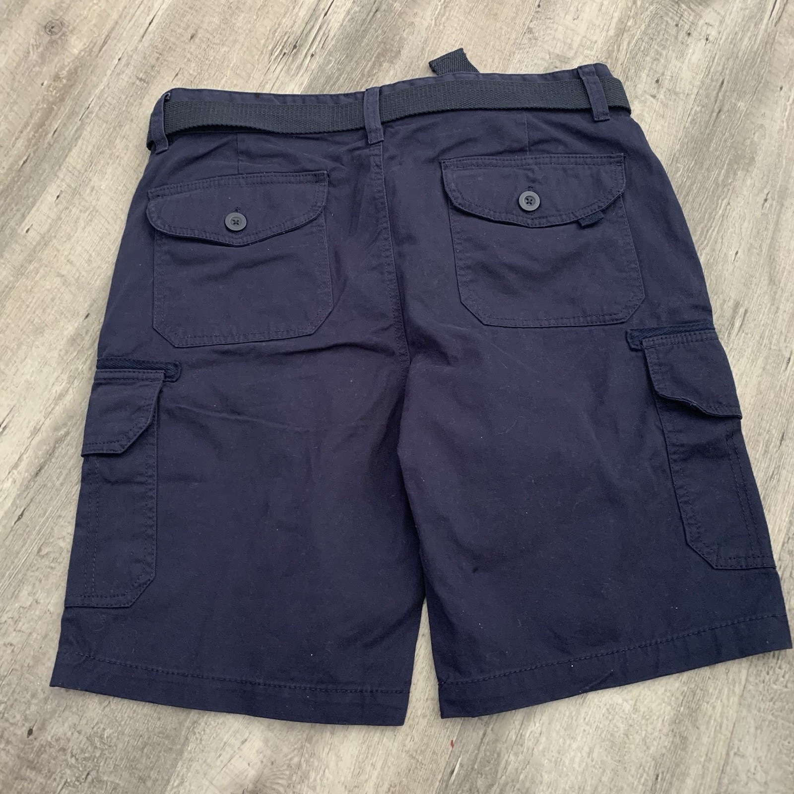 Beach Bros. Utility Cargo Shorts Mens Sz 36 Blue Belted 100% Cotton 11” Ins NEW