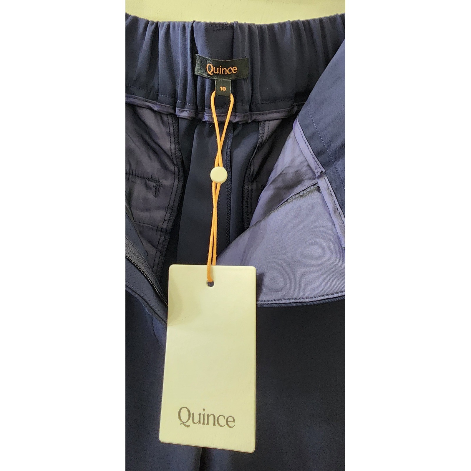 Quince Ultra-Stretch Ponte Wide Leg Pants Navy Blue High Rise Trousers Size 10