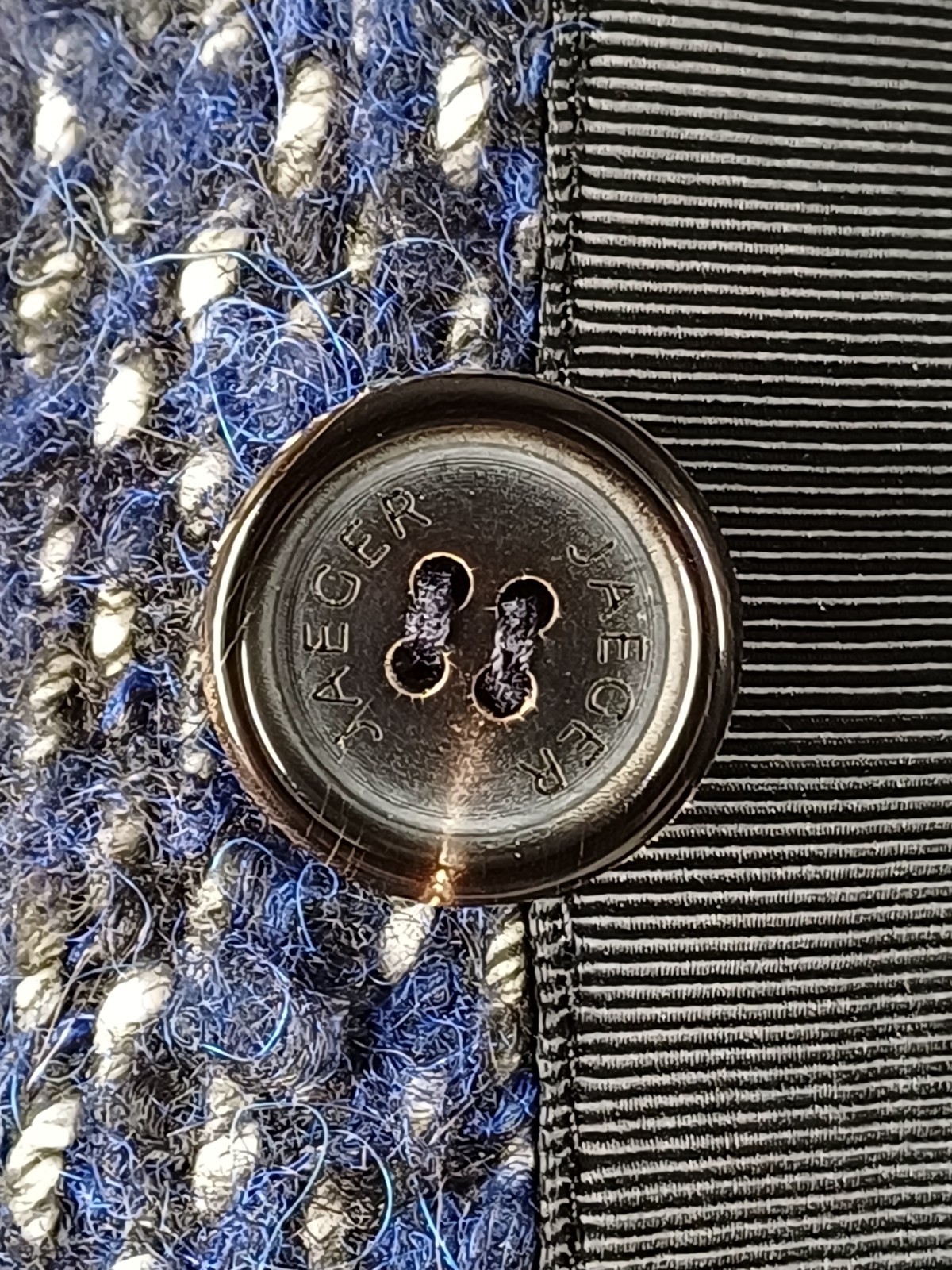 Jaeger Overcoat Womens Medium Navy Blue Virgin Wool Alpaca Blend Double Breasted