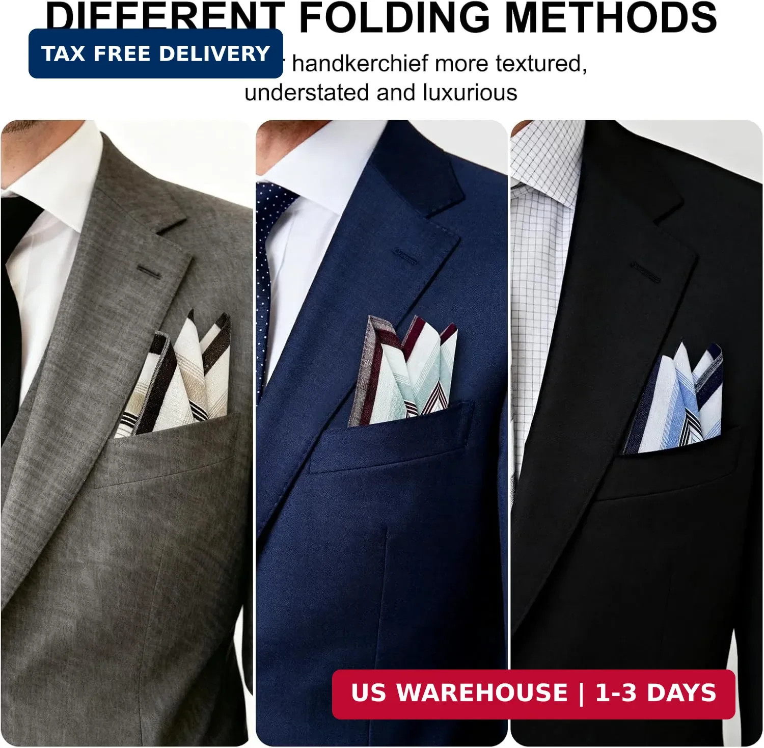 6 Pack Men’s Handkerchiefs, 100% Soft Cotton 16×16 Inch Checkered Pocket Squares