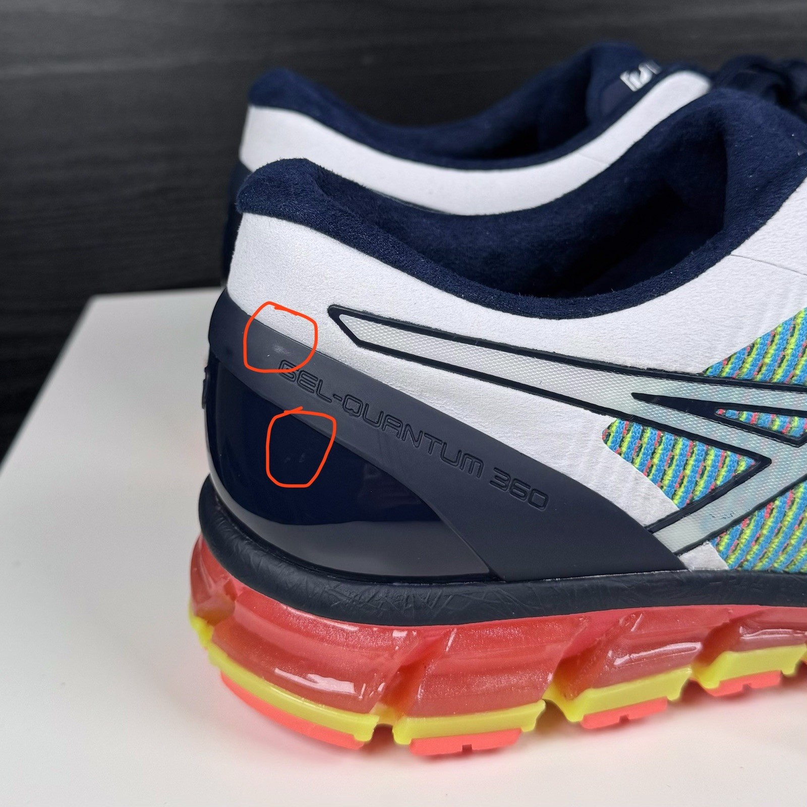 NEW Asics Gel-Quantum 360 White Navy Blue Yellow – T6G1N – Men’s 11 – Read