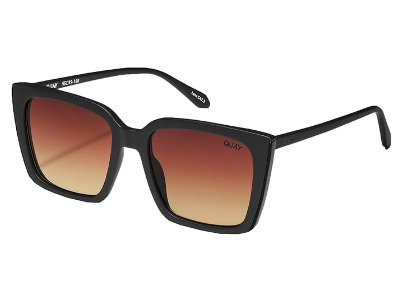QUAY Womens Front-Cover NO-NS-1791 Matte Black/Brown-Yellow Polarized Sunglasses