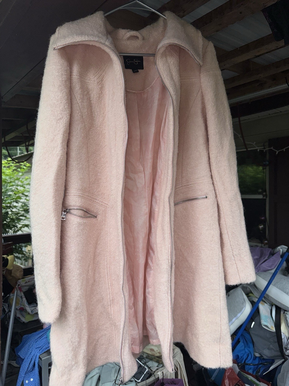 Jessica Simpson Pink Mid-Length Coat Full Zip Lined Pockets Size L/G