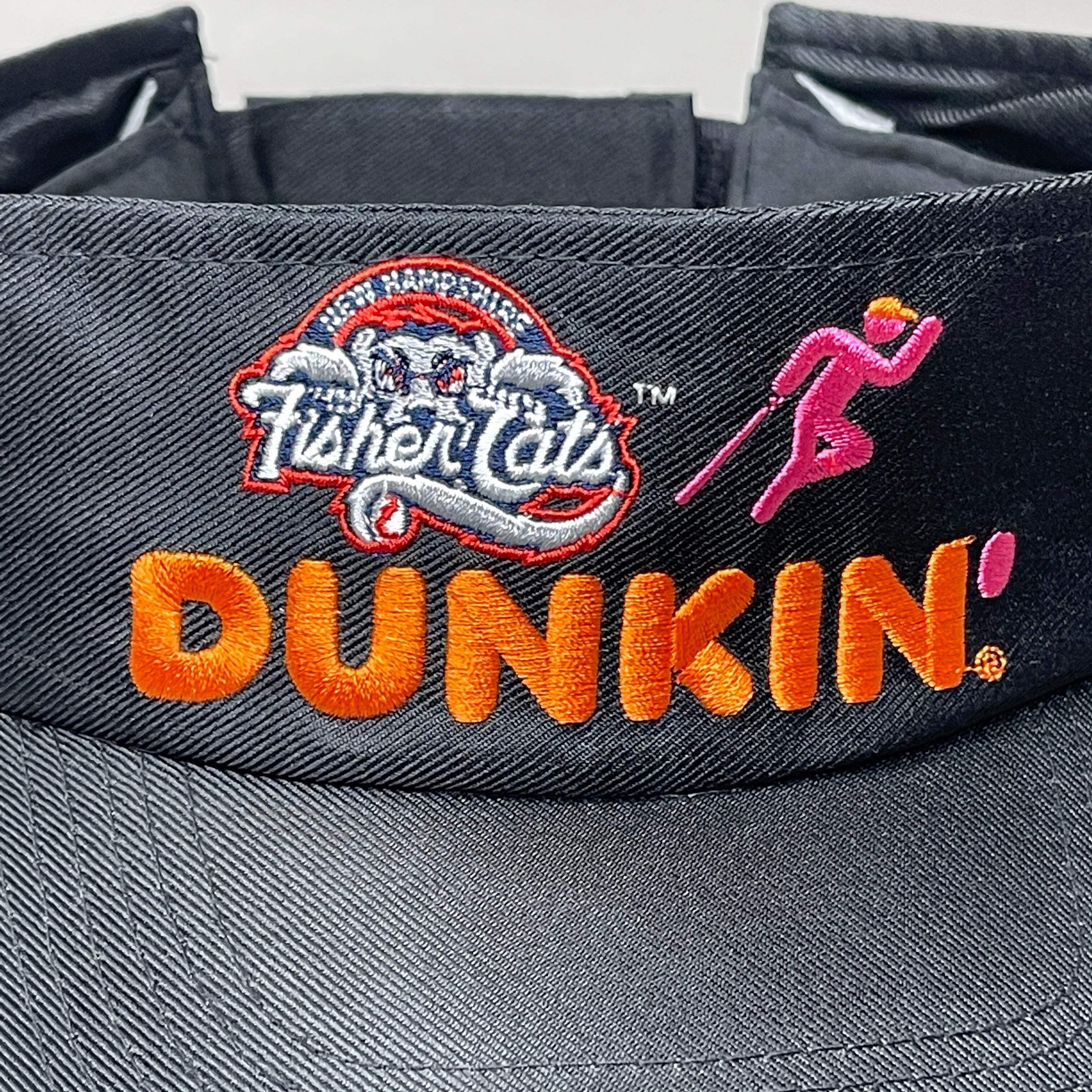 DUNKIN’ DONUTS Visor Cap w/ New Hampshire FISHER CATS Logo Black (New)