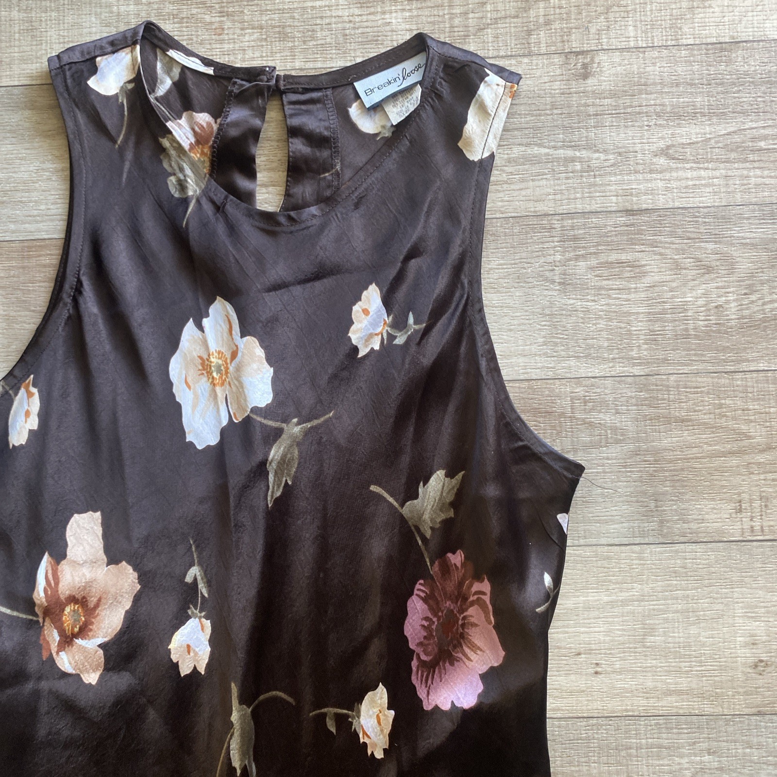 Breakin’ Loose Vintage Y2K Floral Pattern Midi Dress Brown Size 7/8