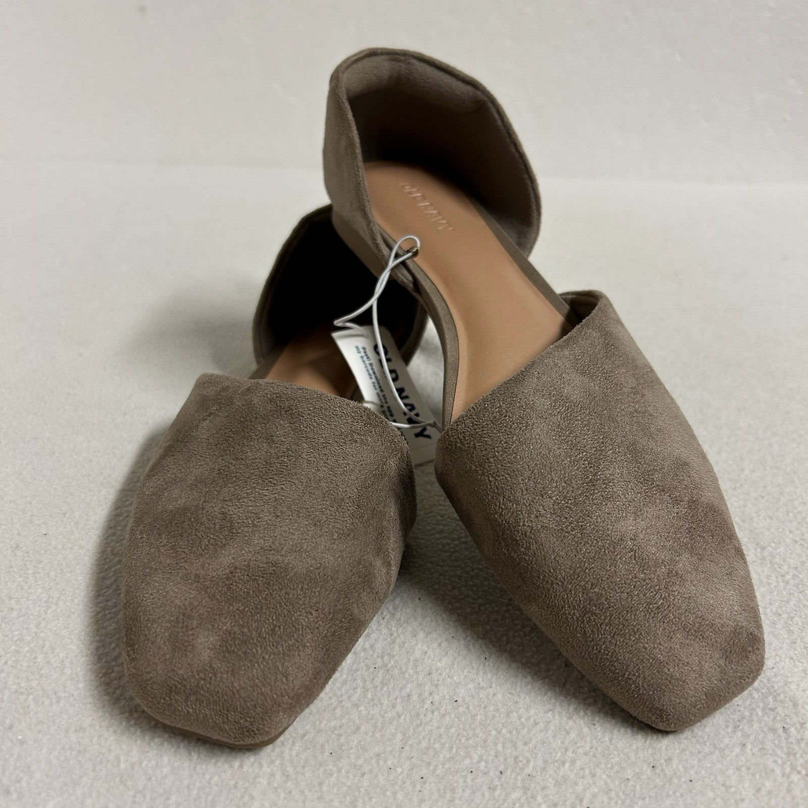 Old Navy D’Orsay Flats Women size 8 Taupe Faux Sueded Upper Slip On NWT no box