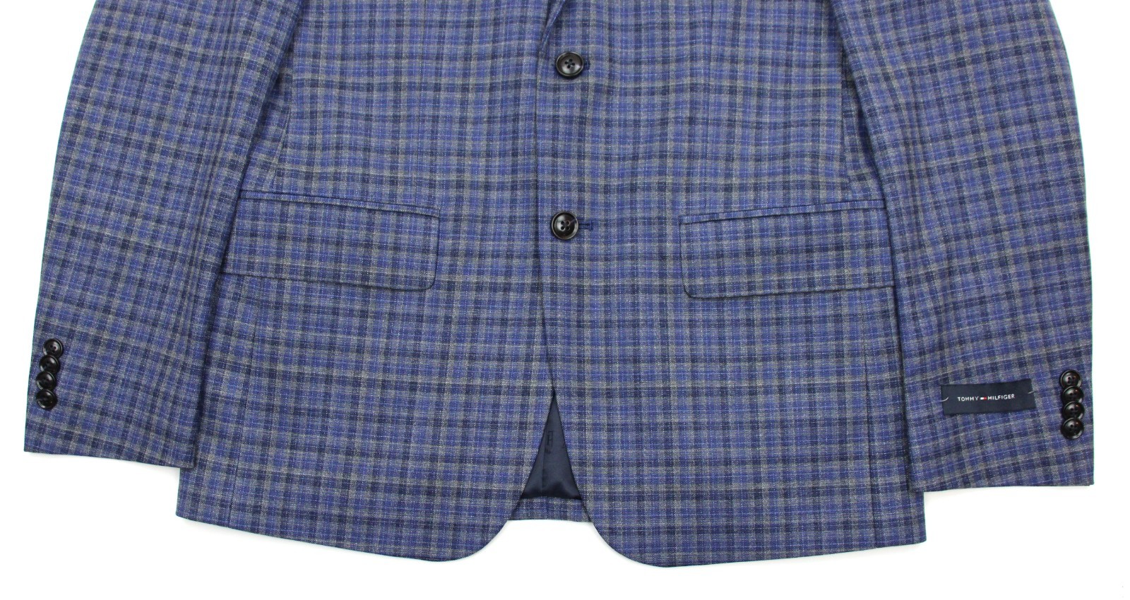 $295 Tommy Hilfiger Sport Coat 36 S Modern Fit Blue Check TH Flex Blazer Jacket