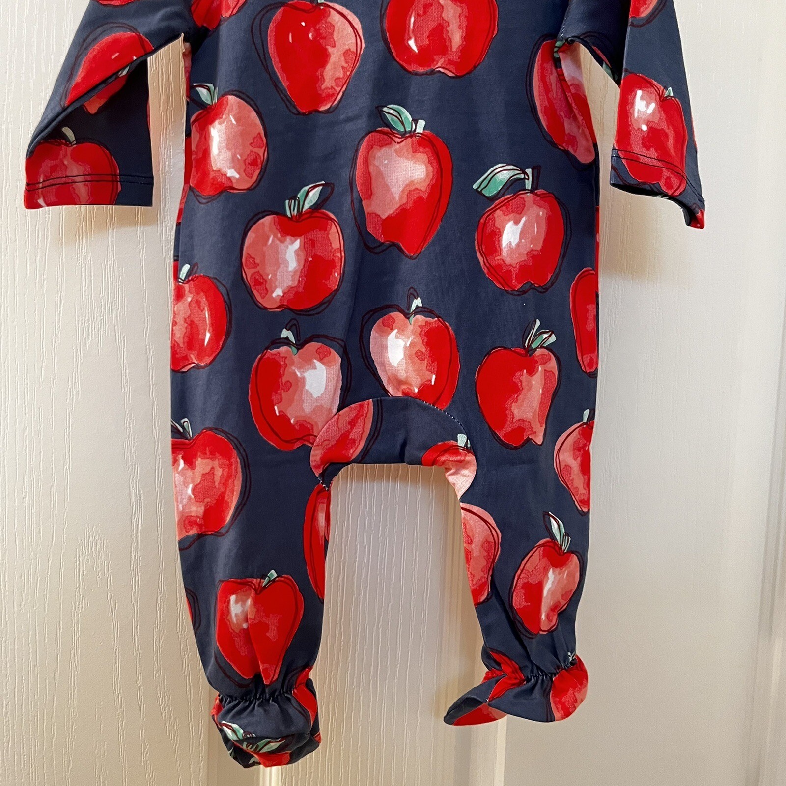 Mud Pie Apple Sleeper Footie Zippy One Piece Girls Size 0-3 Months NWT