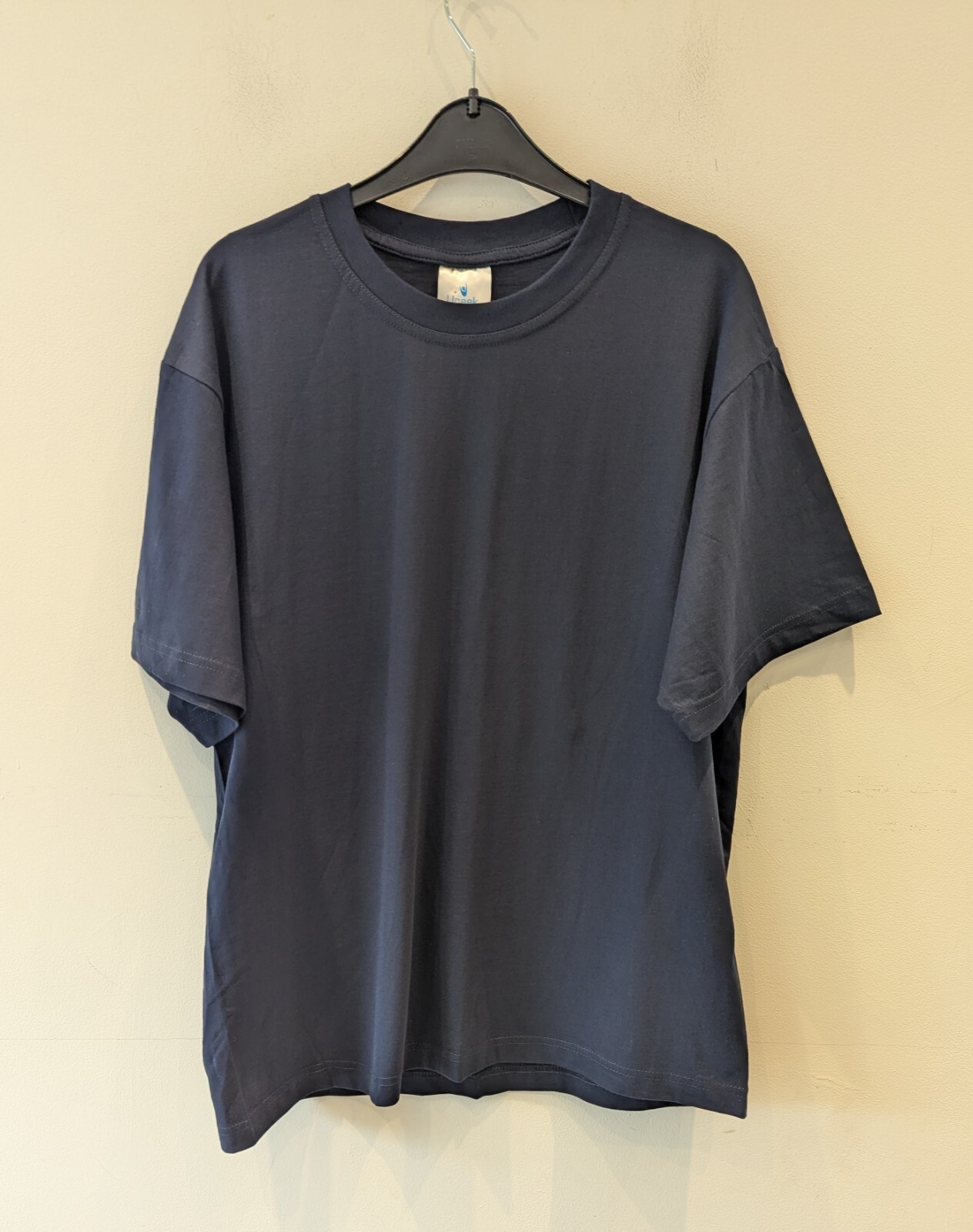 Uneek Premium Mens T-shirt Size Medium Navy Blue 100% Cotton Shirt Sleeved VGC