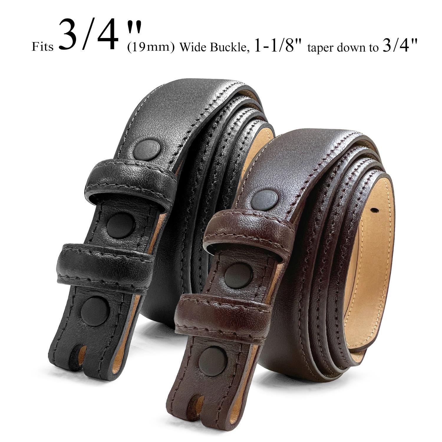Italian Calfskin Genuine Leather Dress Belt Strap Fits 3/4″(19mm) Wide Buckle
