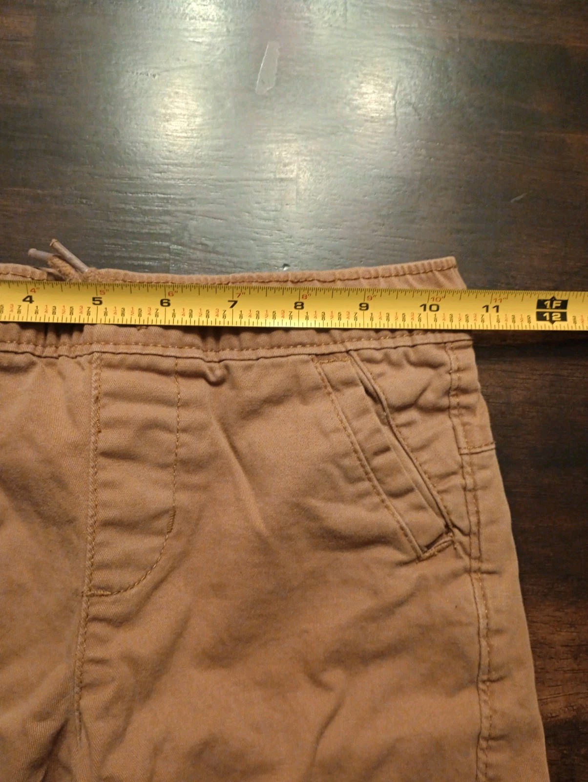 Old Navy Boys 5T Brown Cargo Pants Drawstring Elastic Waist Twill Cotton/Spandex