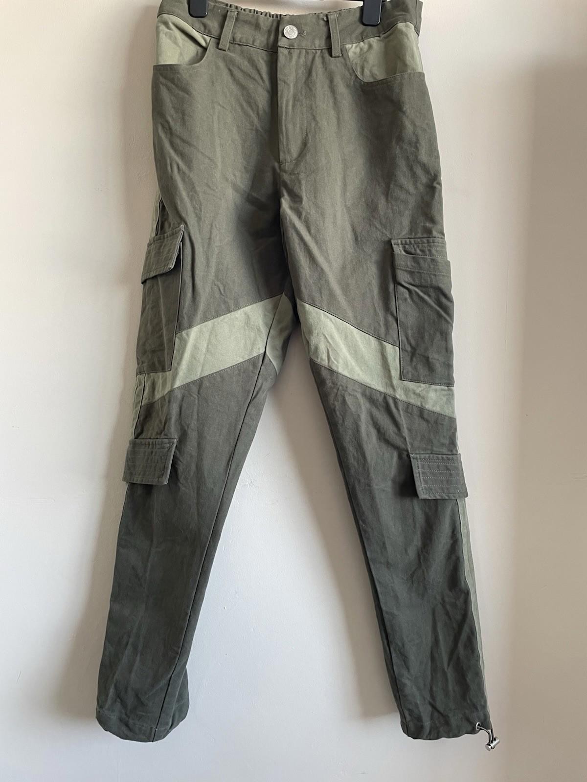 The Couture Club Panelled Cargo Pants Trousers – Khaki/Olive Green S
