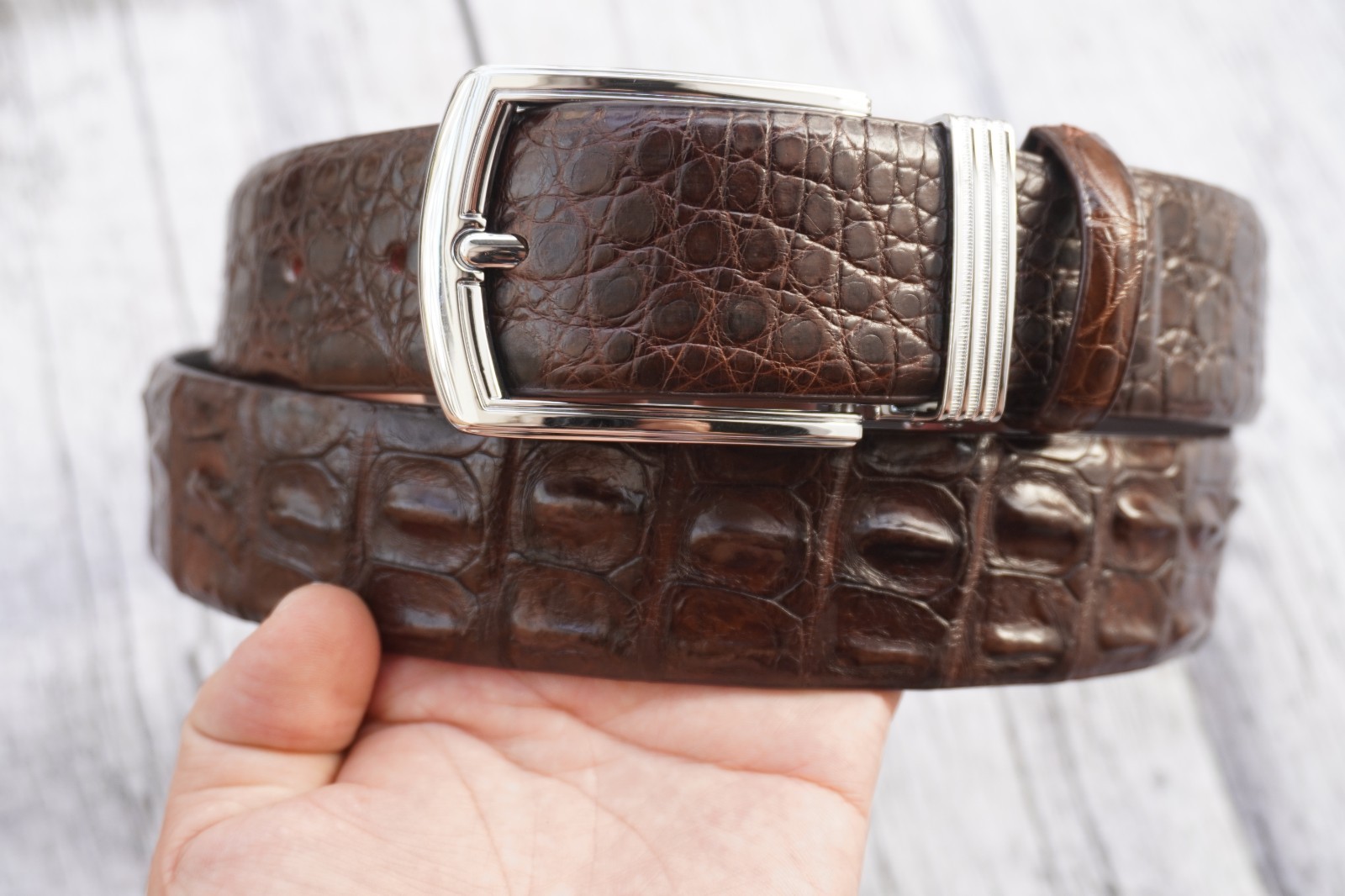 Brown Genuine Crocodile Hornback Leather Skin Men’s Belt W 1.3 inch #T34