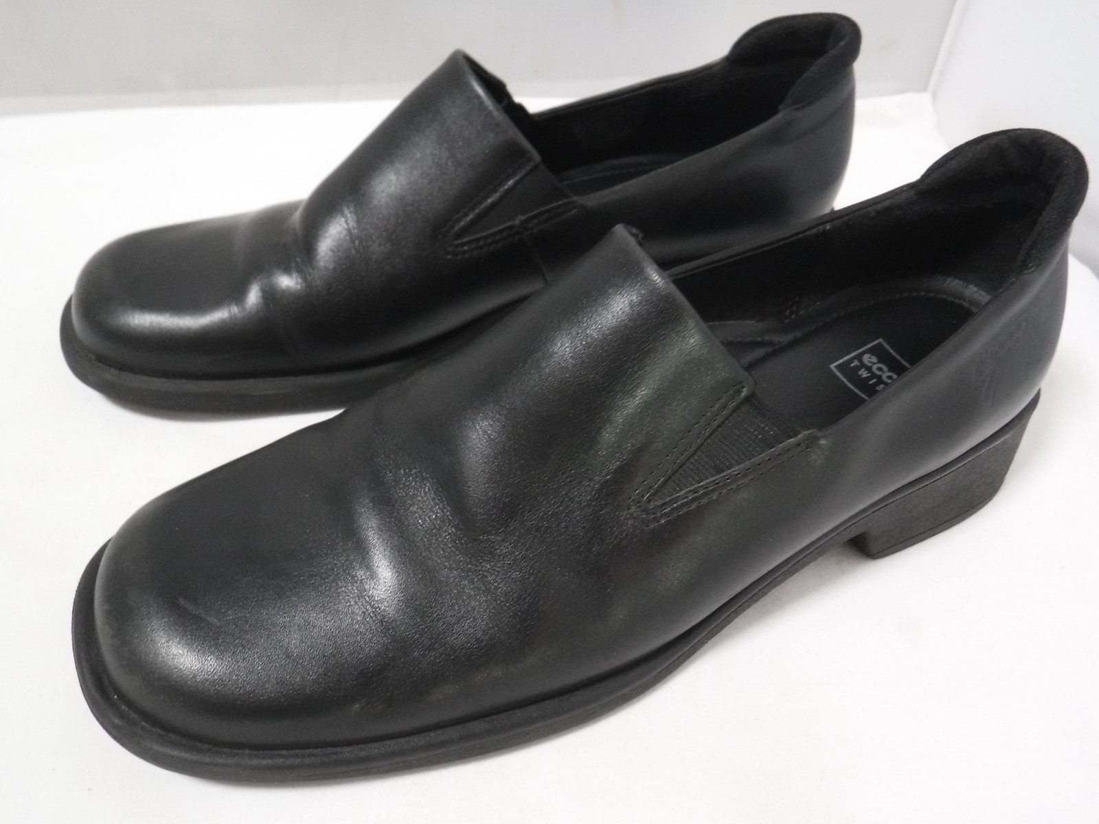 VTG 90s Men’s ECCO TWIST Elastic Gore Slip on Block Heel Loafers Sz 7 Wmns 9.5
