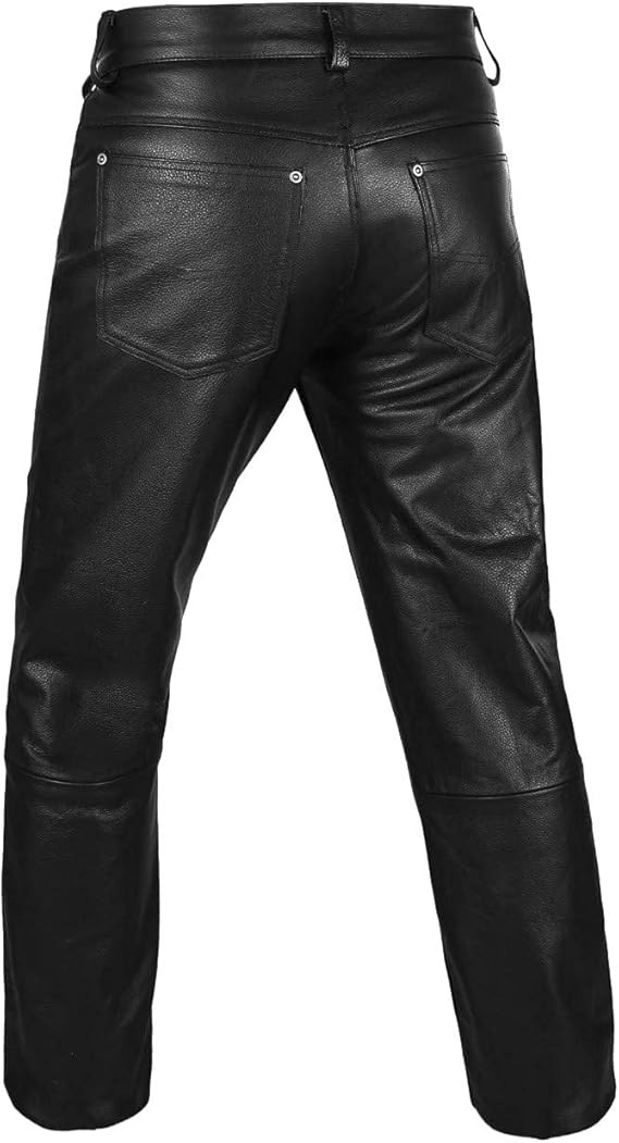 ARD CHAMPS™ Men’s Genuine Cowhide Leather Pants – Thick Black Biker Jeans Style
