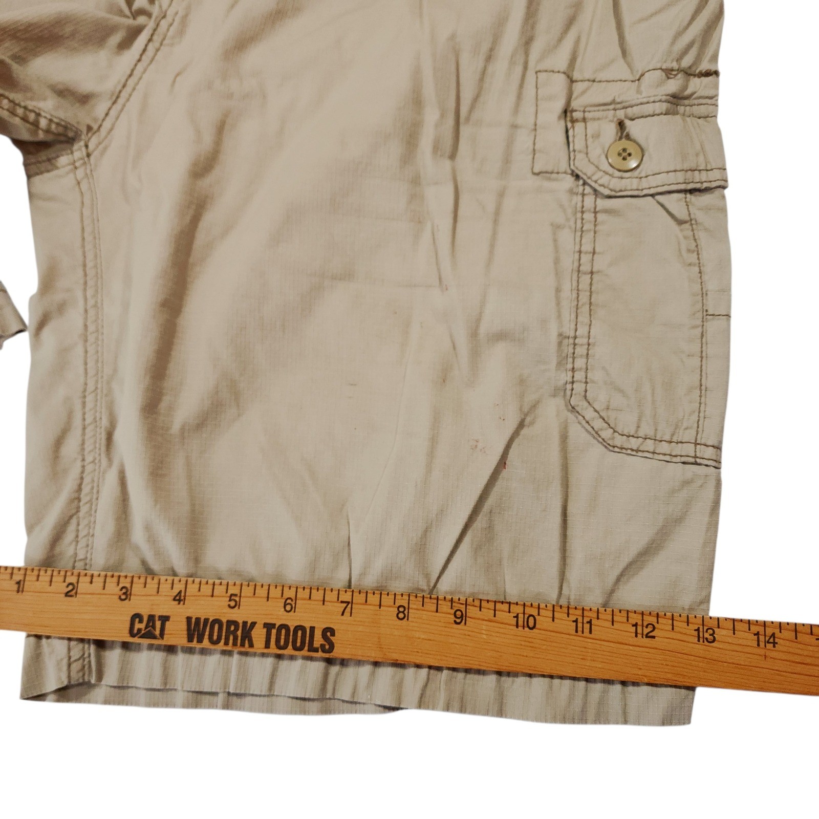 WearFirst Cargo Short 42 Men Beige Ripstop Skater Grunge Streetwear Hike 11″ 24″