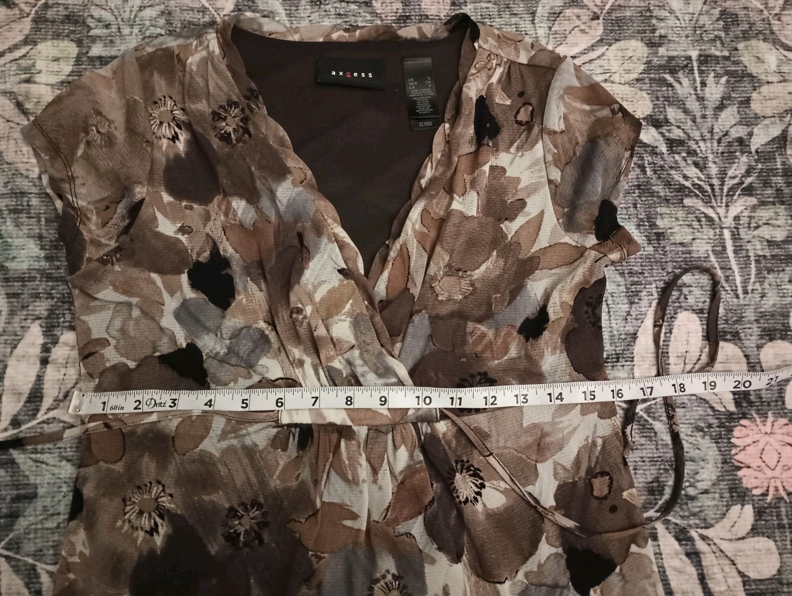 Axcess Womens Y2K Forest Fairy Babydoll Top Small Brown Tie Waist Bloomcore