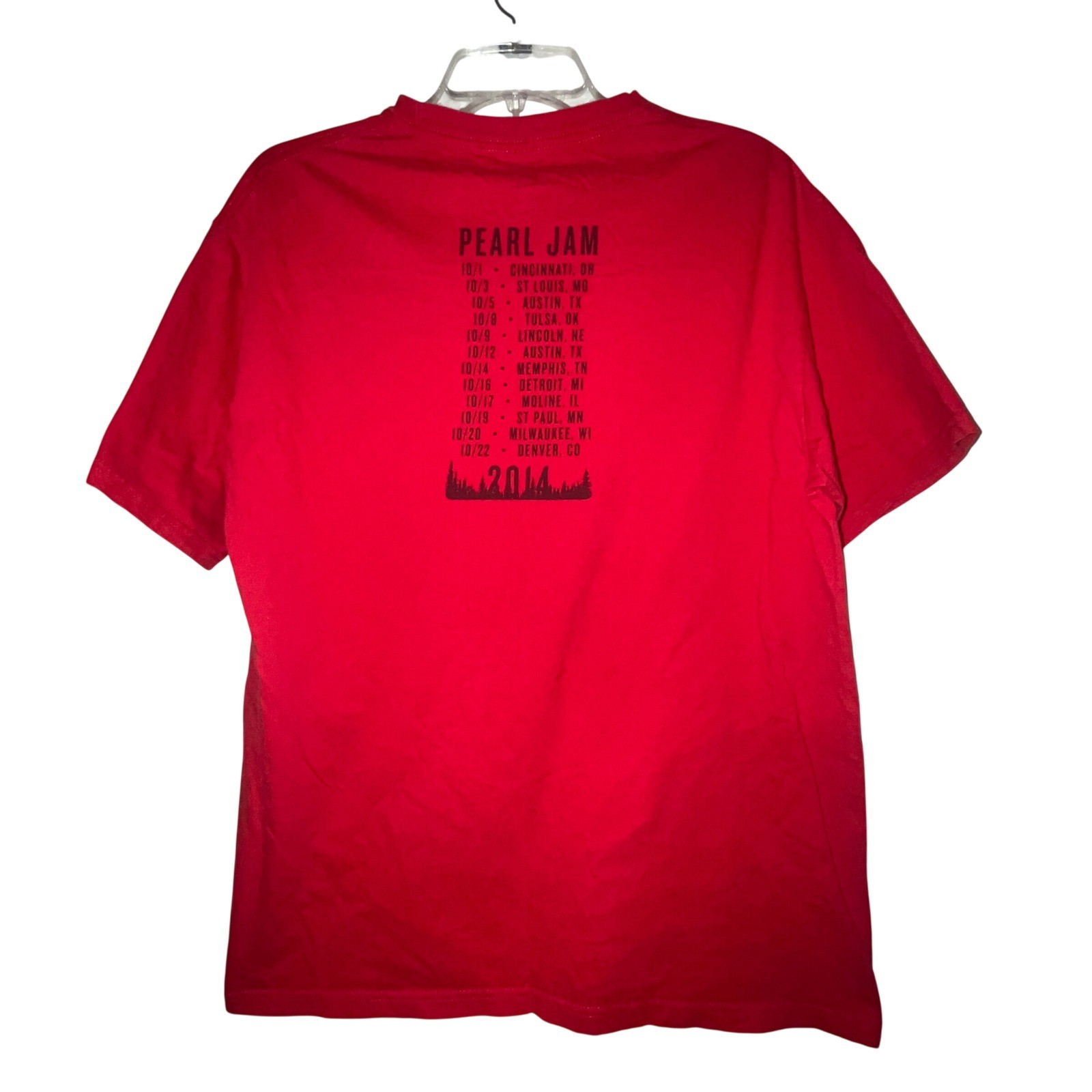 Pearl Jam 2014 Fall Tour Concert Graphic T-Shirt Red Mens Large Spectra USA