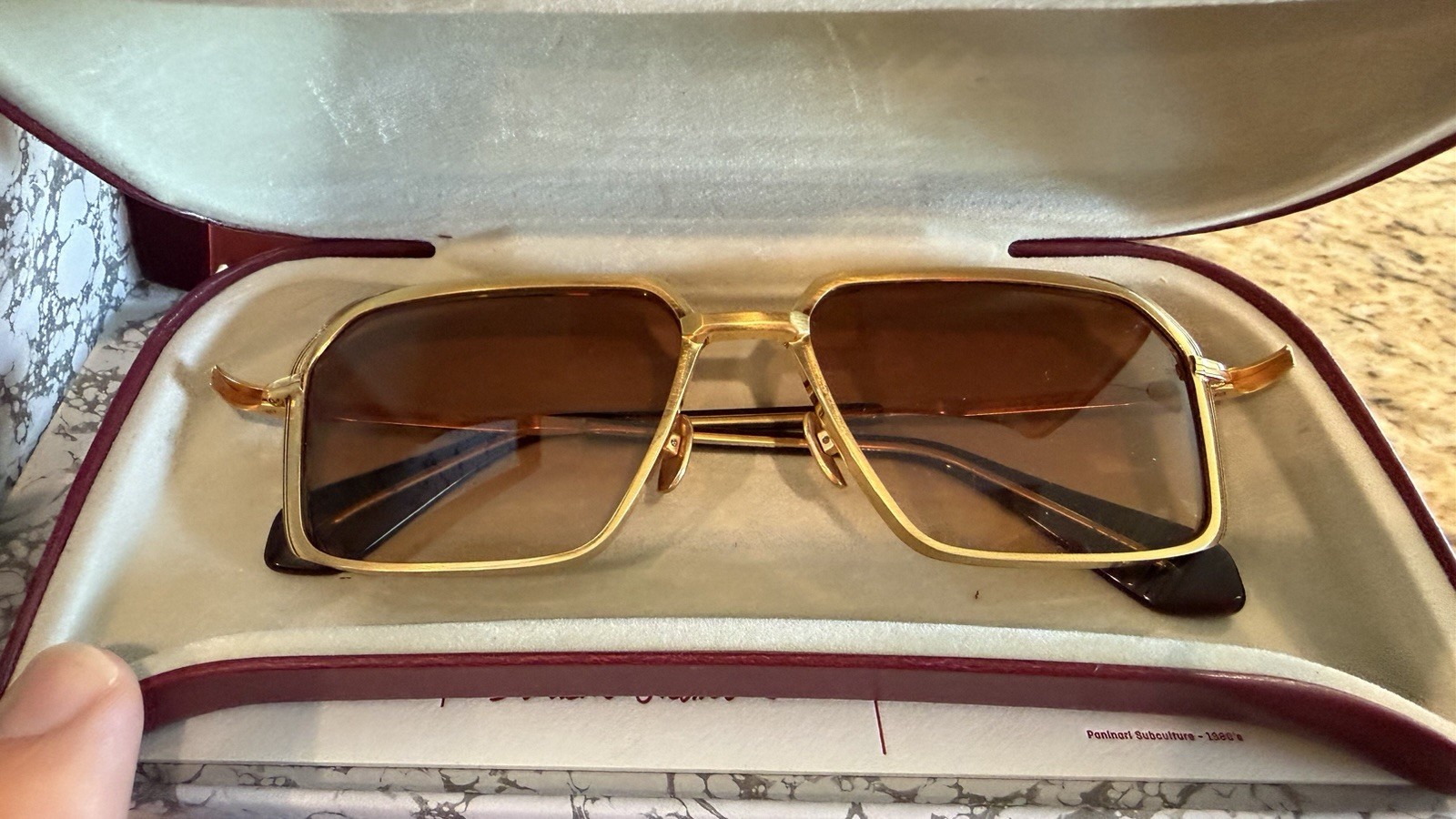 JACQUES MARIE MAGE VASCO Square Sunglasses Gold Metal Frame Brown Gradient