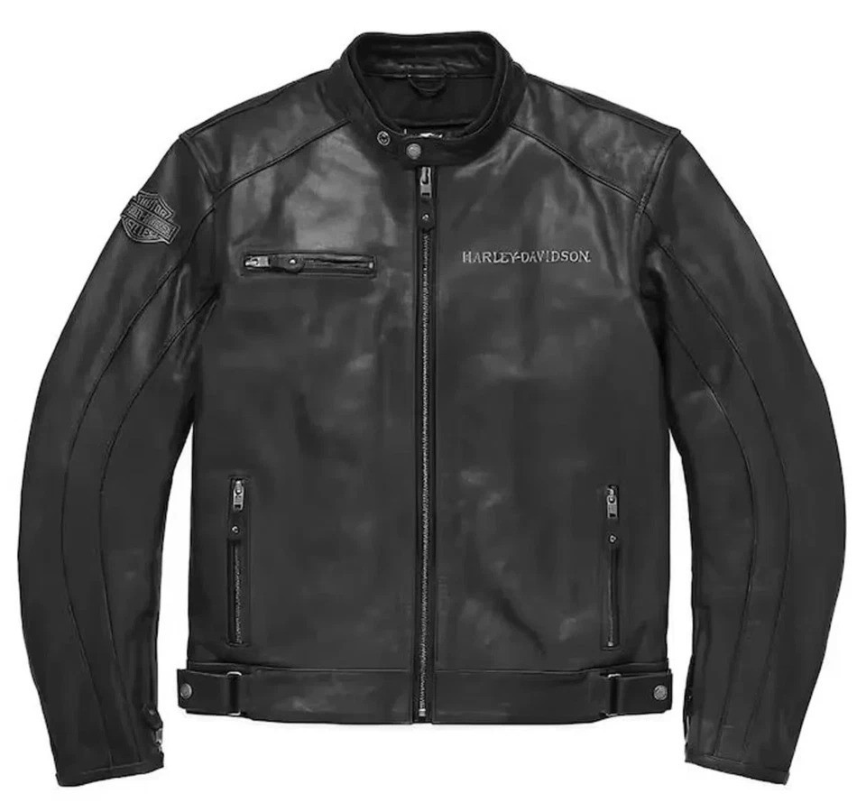 Harley Davidson Genuine Leather Riding Jacket Black Motorcycle Biker Jacket Men