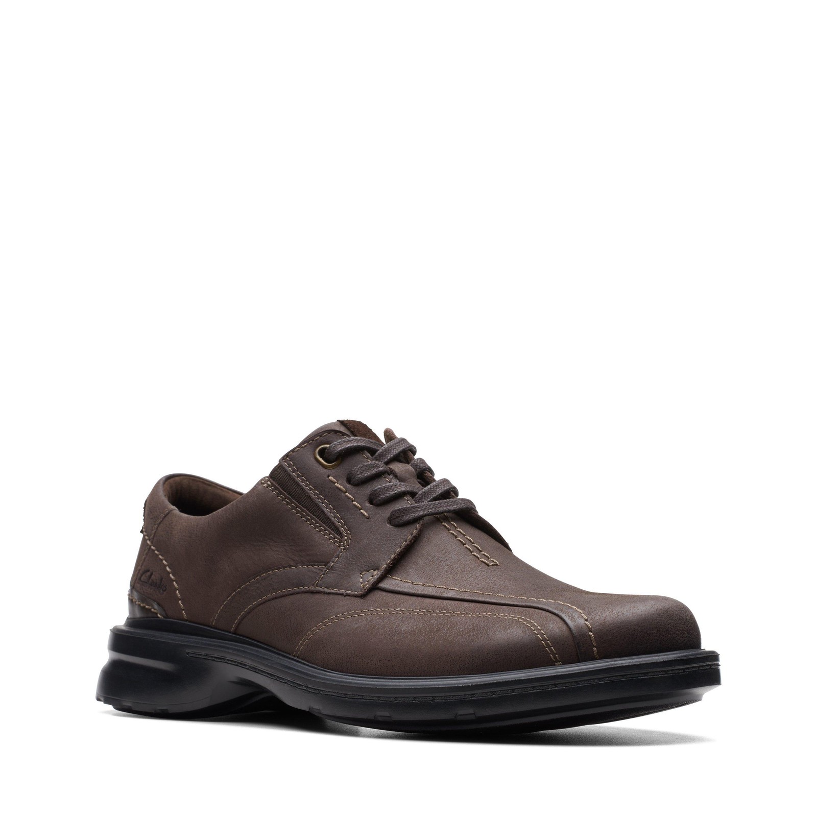 Clarks Mens Gessler Lace Brown Leather Dress Casual,Casual Shoes