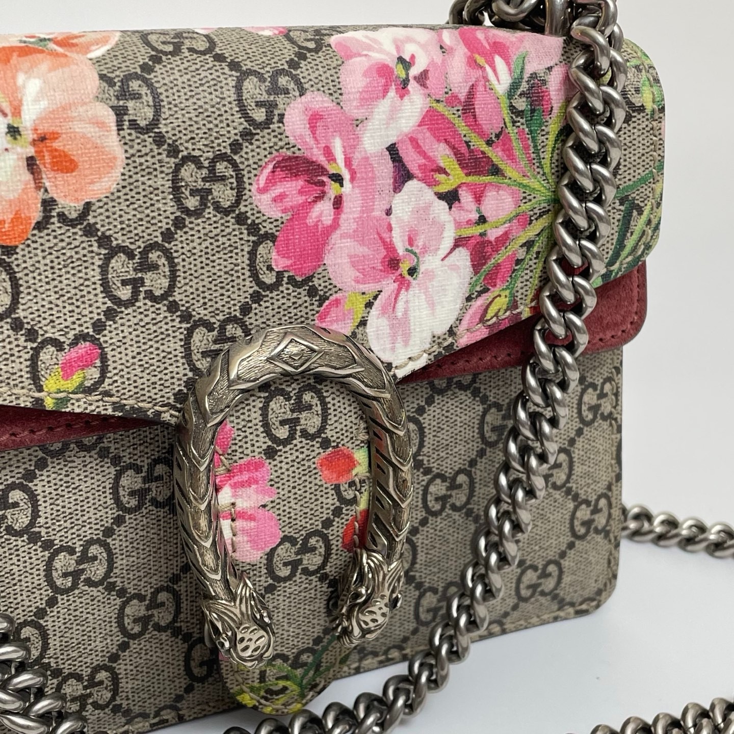 Gucci Dionysus Small GG Supreme Blooms Print Silver Hardware Crossbody Bag