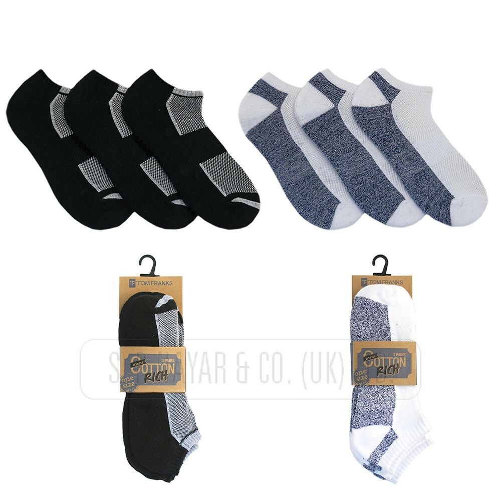 NEW MEN’S TOM FRANKS LOW CUT COTTON TRAINER SOCKS UK 6-11