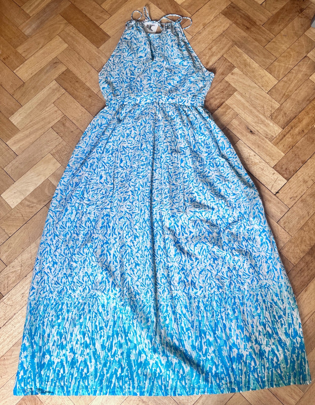 Beautiful Christophe Sauvat cotton maxi dress w embroidery detail 12/14 rrp £275