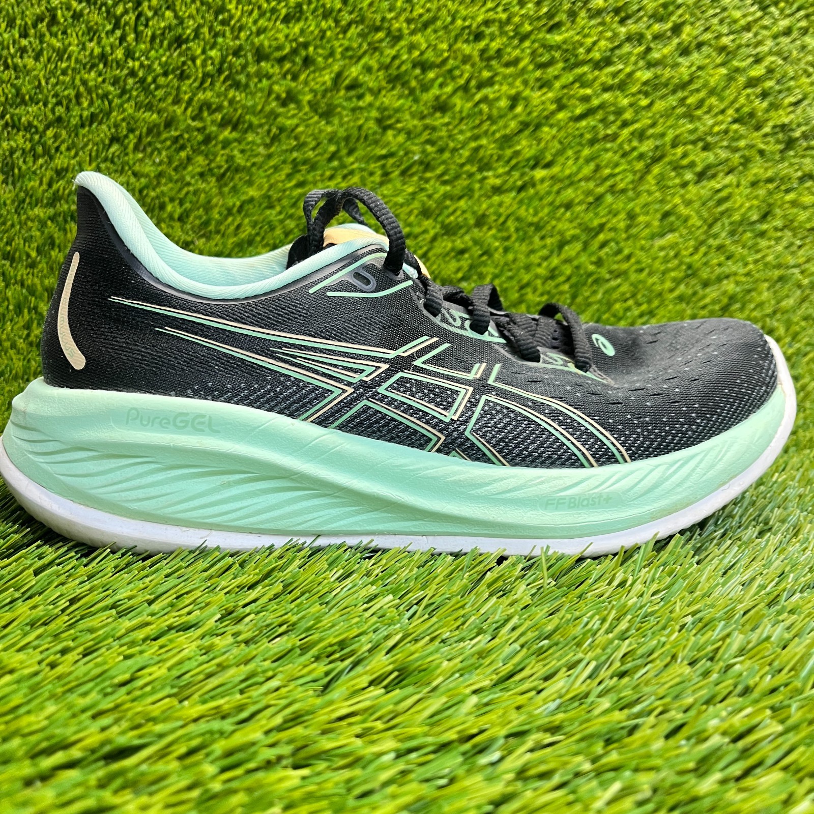 Asics Gel-Cumulus 26 Womens Size 8 Black Green Athletic Running Shoes Sneakers