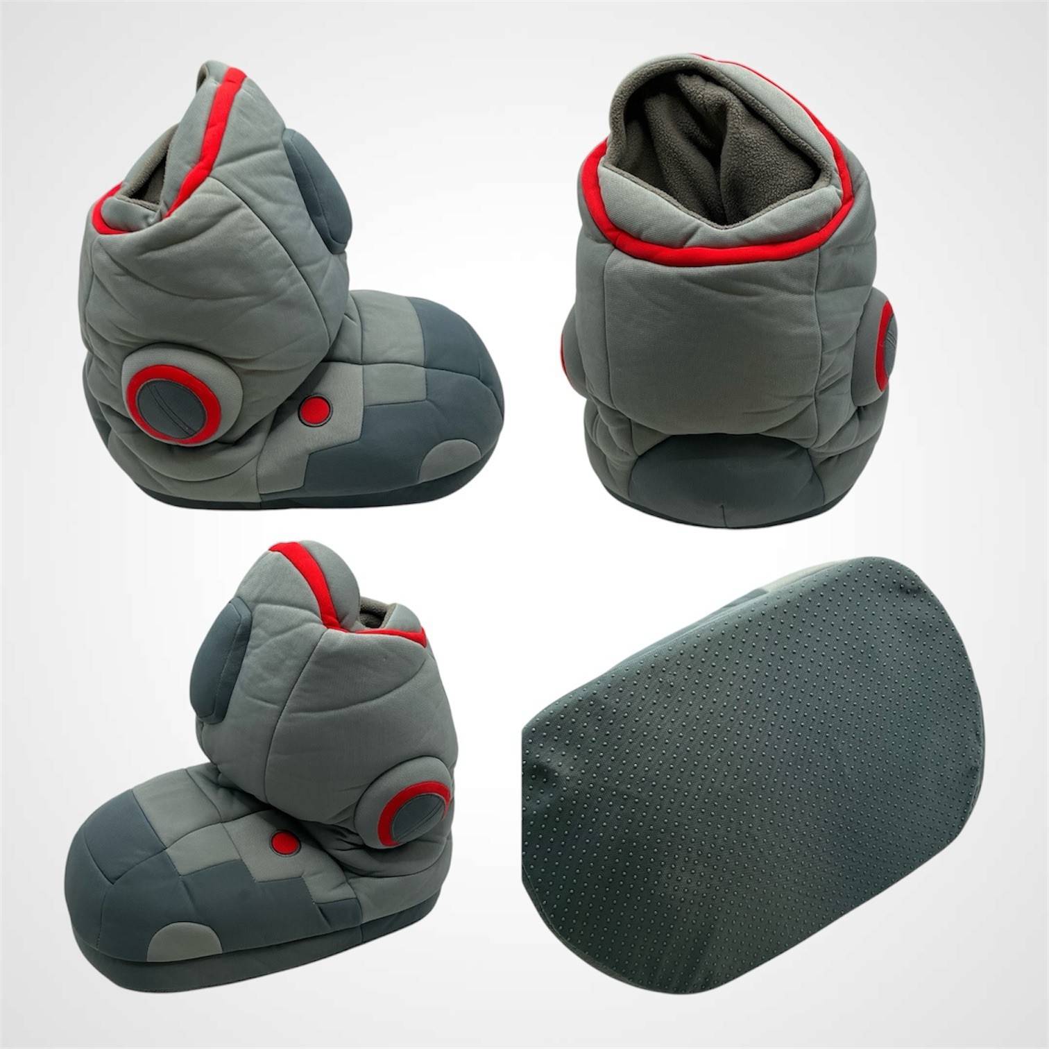 Think Greek Giant Robot Plush Boots Adult Gray Red Pair AS-IS 2015