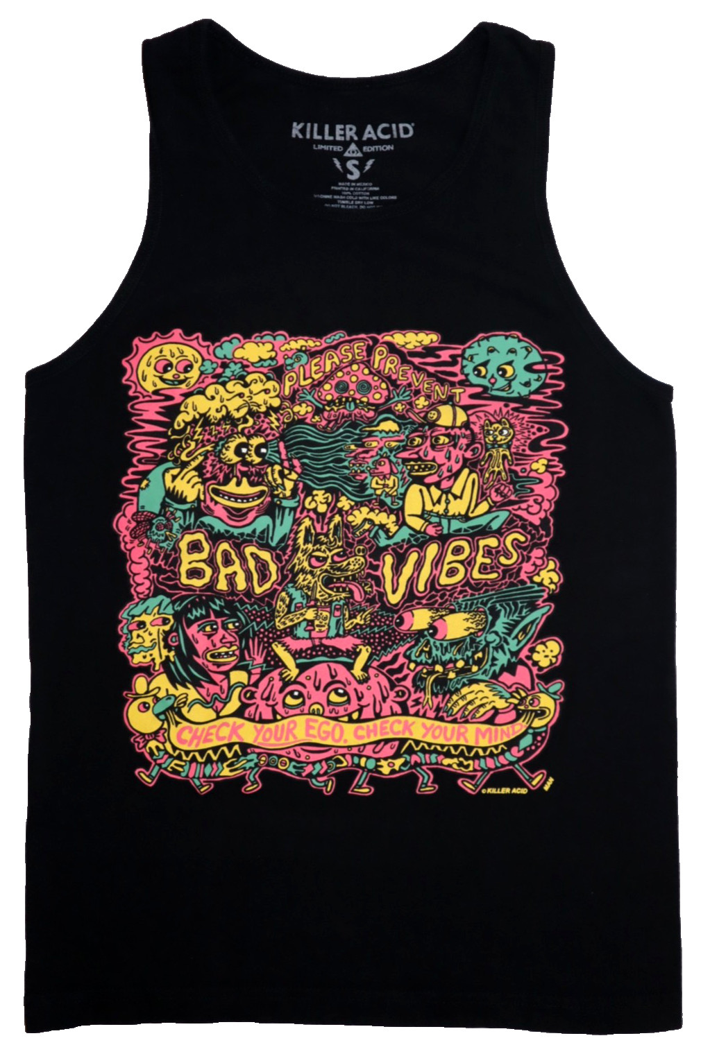 KILLER ACID BAD VIBES SIZE S TANK TOP LIMITED EDITION SHIRT PSYCHEDELIC TRIPPY
