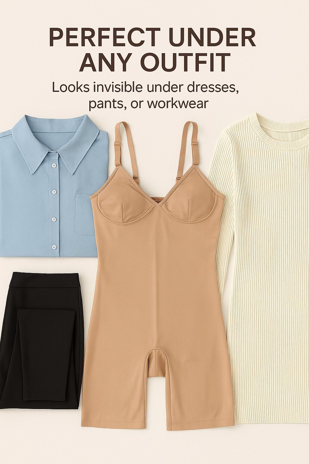 Seamless Slimming Bodysuit for Women – Adjustable Straps & Built-In Bra