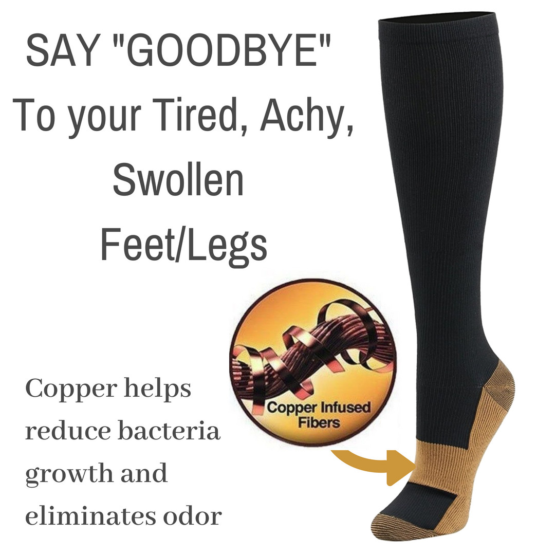 10 Pairs Copper Compression Socks 20-30mmHg Graduated Support Mens Womens S-XXL