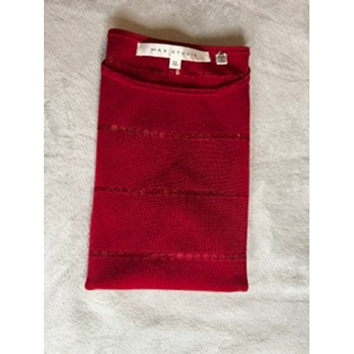 Max Studio Womens Red Sequin Knit Sleeveless Shell Top Size XL Crew Neck