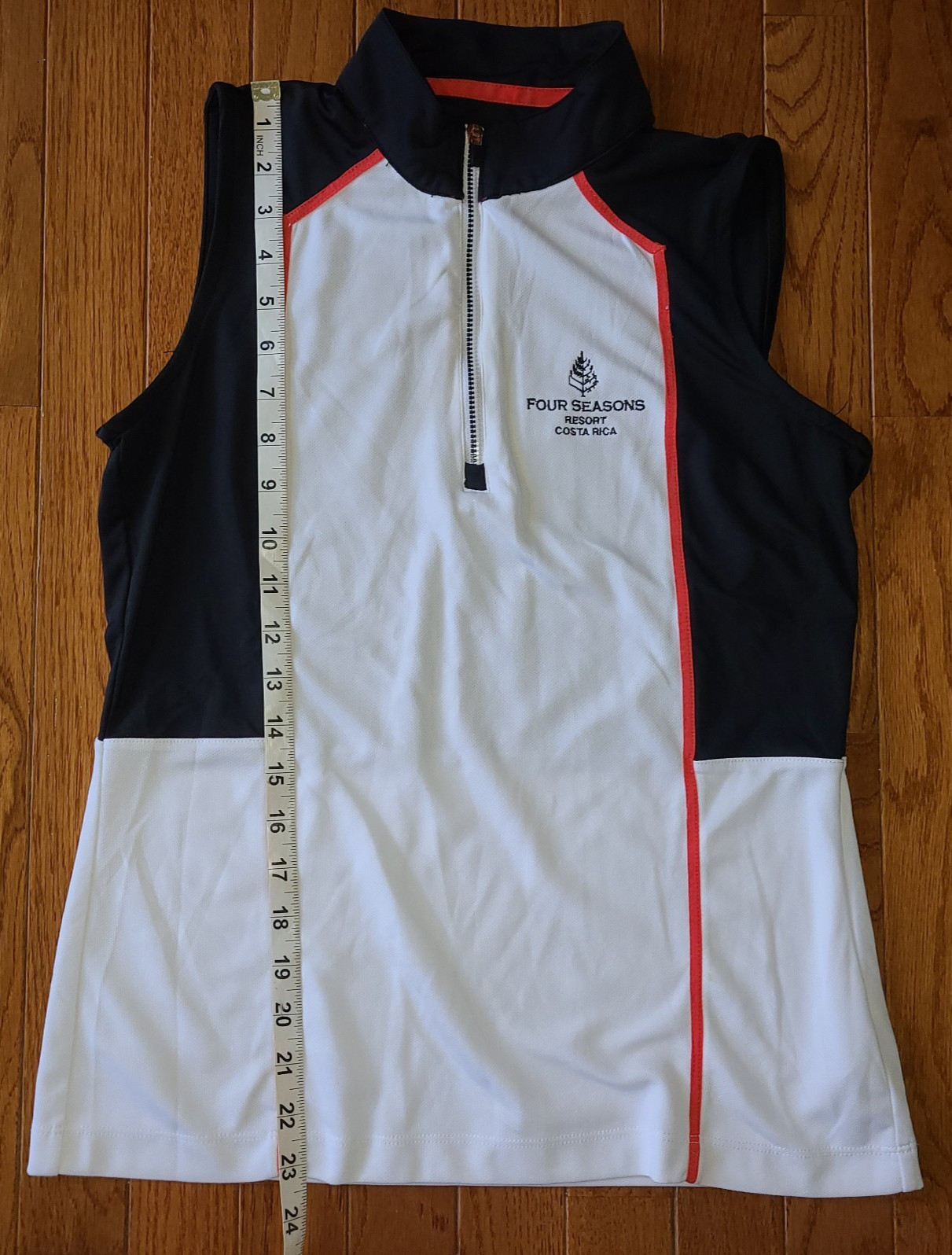 Four Seasons Womens Brilliant White Colorblock Sleeveless Golf Polo Shirt Size S
