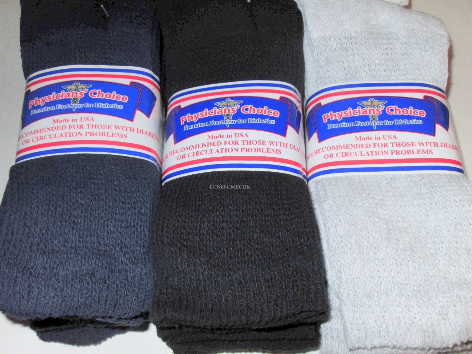 FREE Ship 6 Pairs BIG MENS Physicians Choice Cushioned Diabetic Crew Socks 12-15
