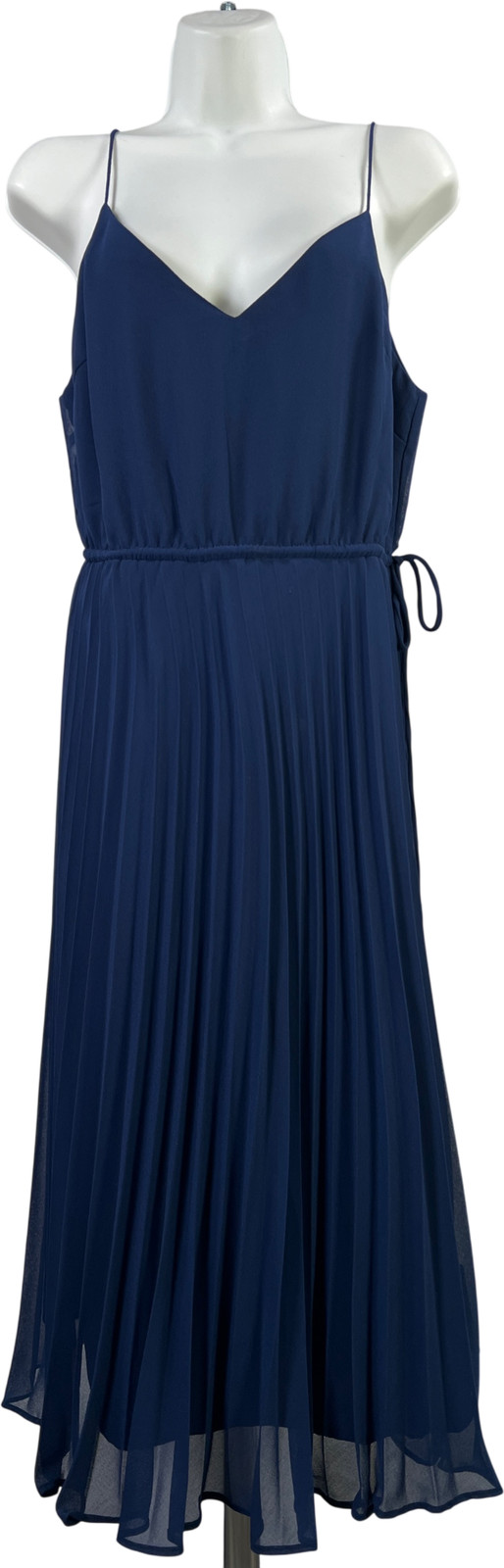 ASOS Women’s Blue Sleeveless Pleated V-Neck Midi Dress – 6