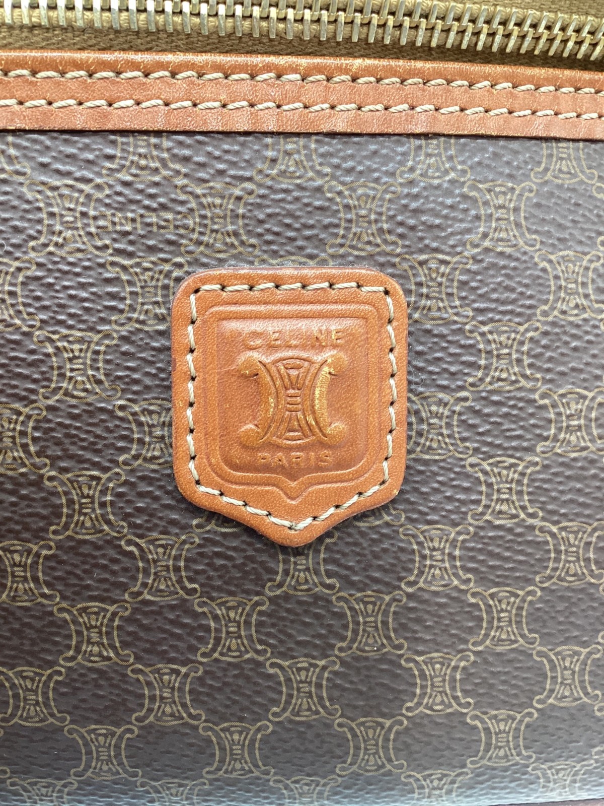 CELINE Vanity Bag Macadam Pattern Handbag Brown All-Over Print MC96 Women’s Auth
