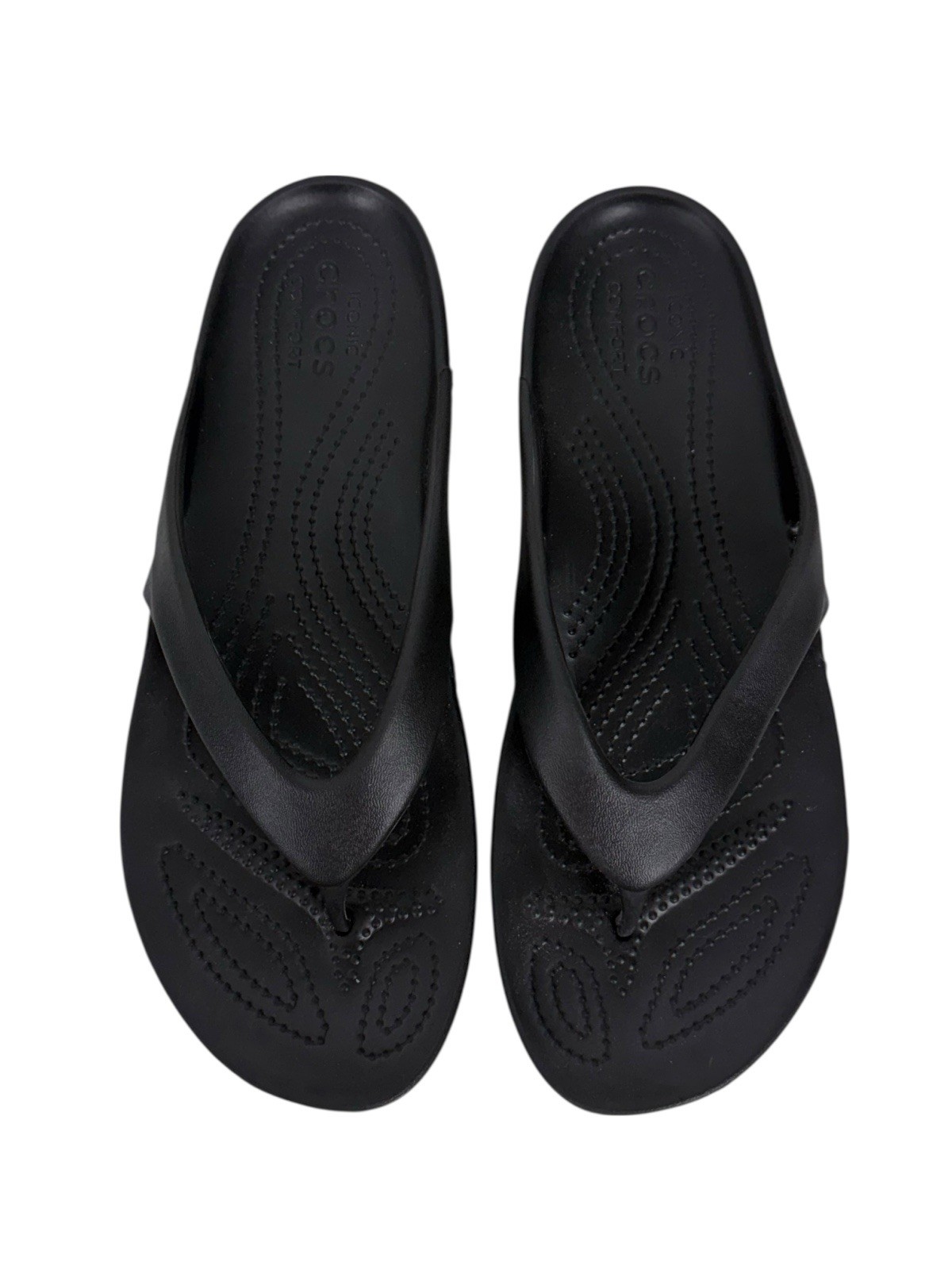 Crocs Kadee II Iconic Comfort Womens Size 9 Black Flip Flops Sandals Thongs EUC