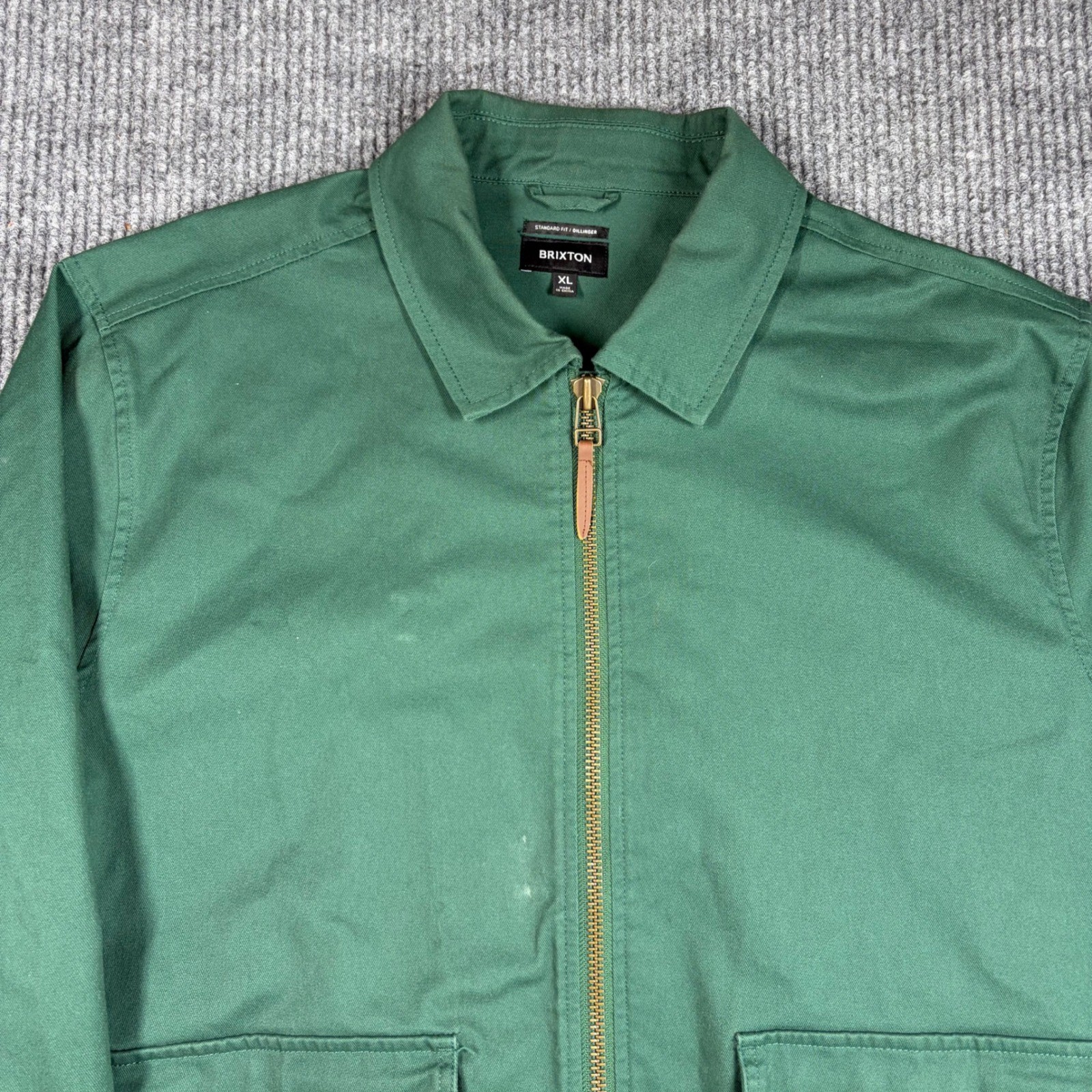Brixton Dillinger Jacket Mens XL Green Full Zip Standard Fit Workwear Canvas