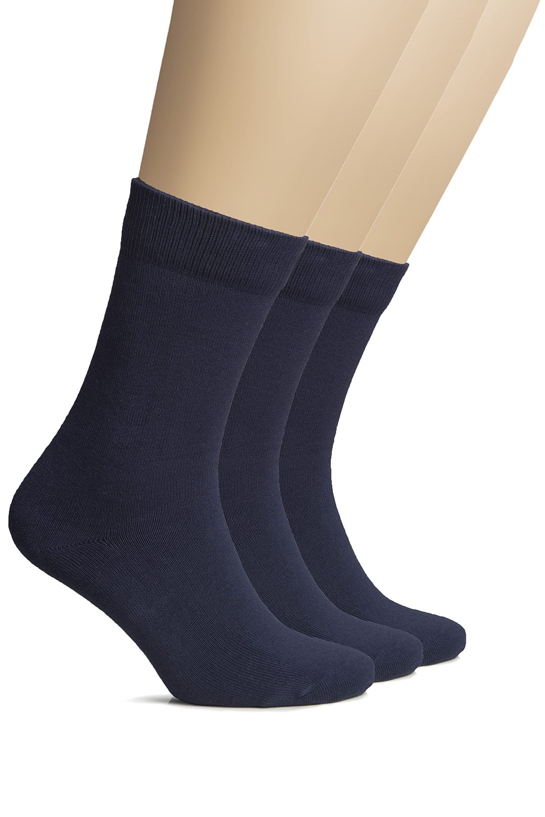 Hugh Ugoli Women’s Thick Cotton Winter Crew Socks 10-12, Navy Blue (3 Pairs)