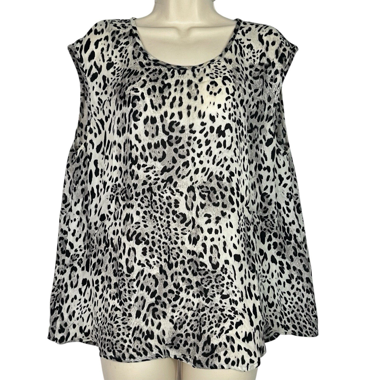 Joie 100% Silk Blouse Womens L Leopard Animal Print Sleeveless Top Neutral