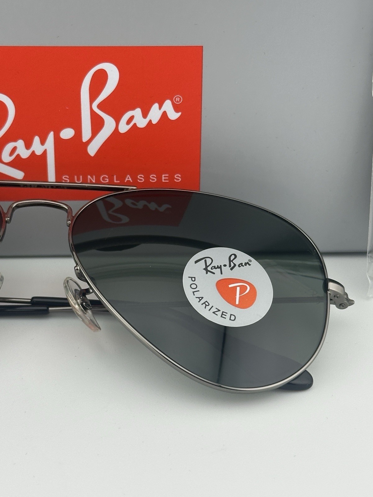 Ray-Ban Metal Aviator Gunmetal G-15 Green Polarized Sunglasses RB3025 004/58mm