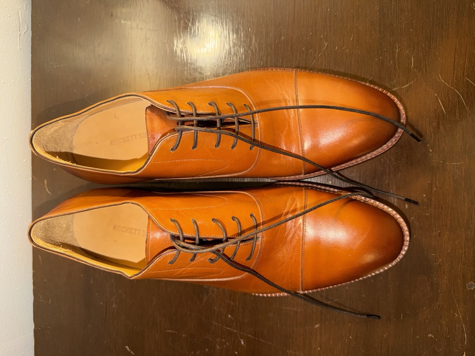 Beckett Simonon Men’s Brown Leather Cap-Toe Oxford Dress Shoes US 12