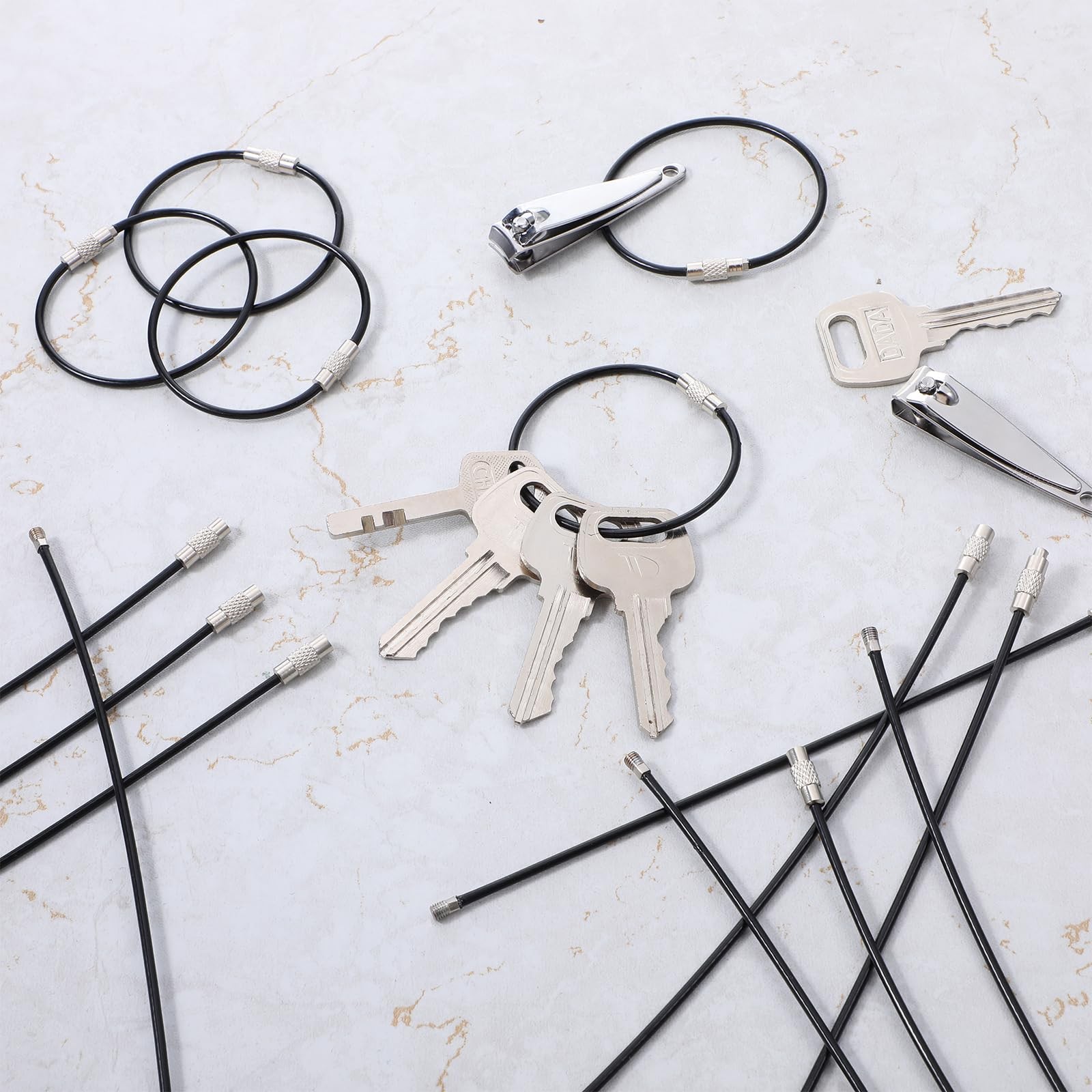 cobee Steel Wire Keychain, 100pcs 6 Inches Stainless 6 Inches, Black