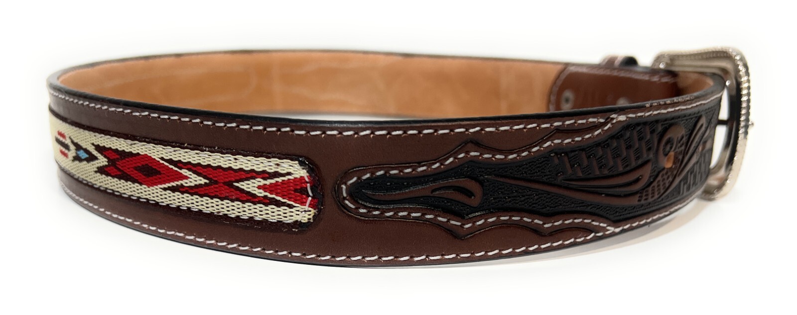 MEN’S HEAVY DUTY WESTERN LEATHER BELT. SOUTHWESTERN STYLE COWBOY RODEO BELT