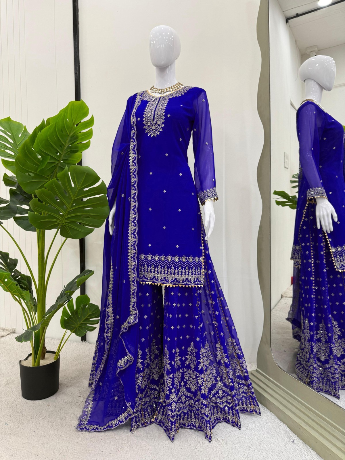 INDIAN SALWAR KAMEEZ PAKISTANI WEDDING PARTY DRESS WEAR BOLLYWOOD SUIT SHARARA