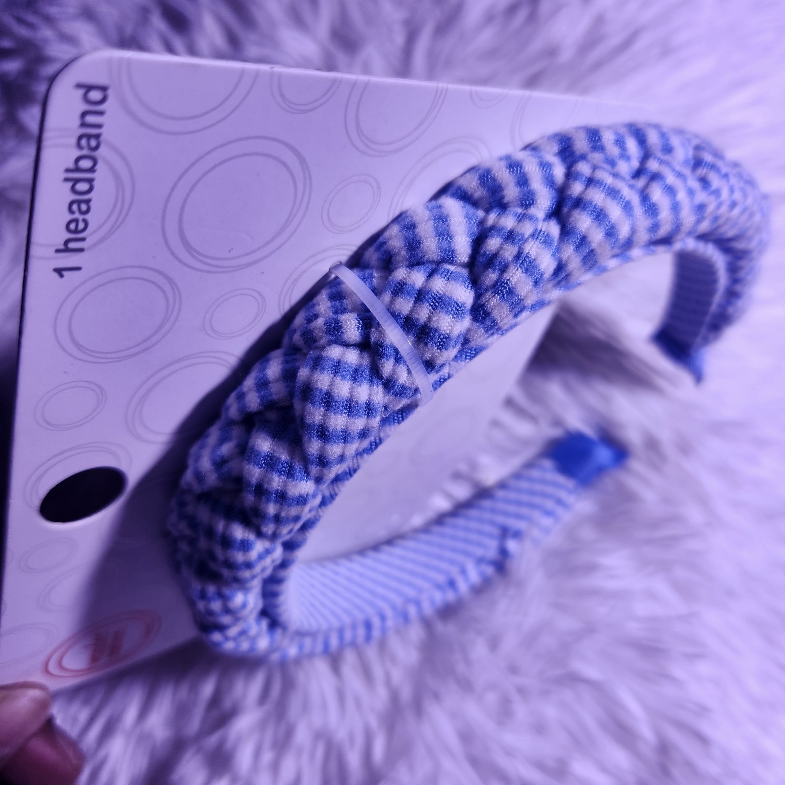 Wonder Nation Women’s Braided Striped Headband Blue/White Fabric & Plastic