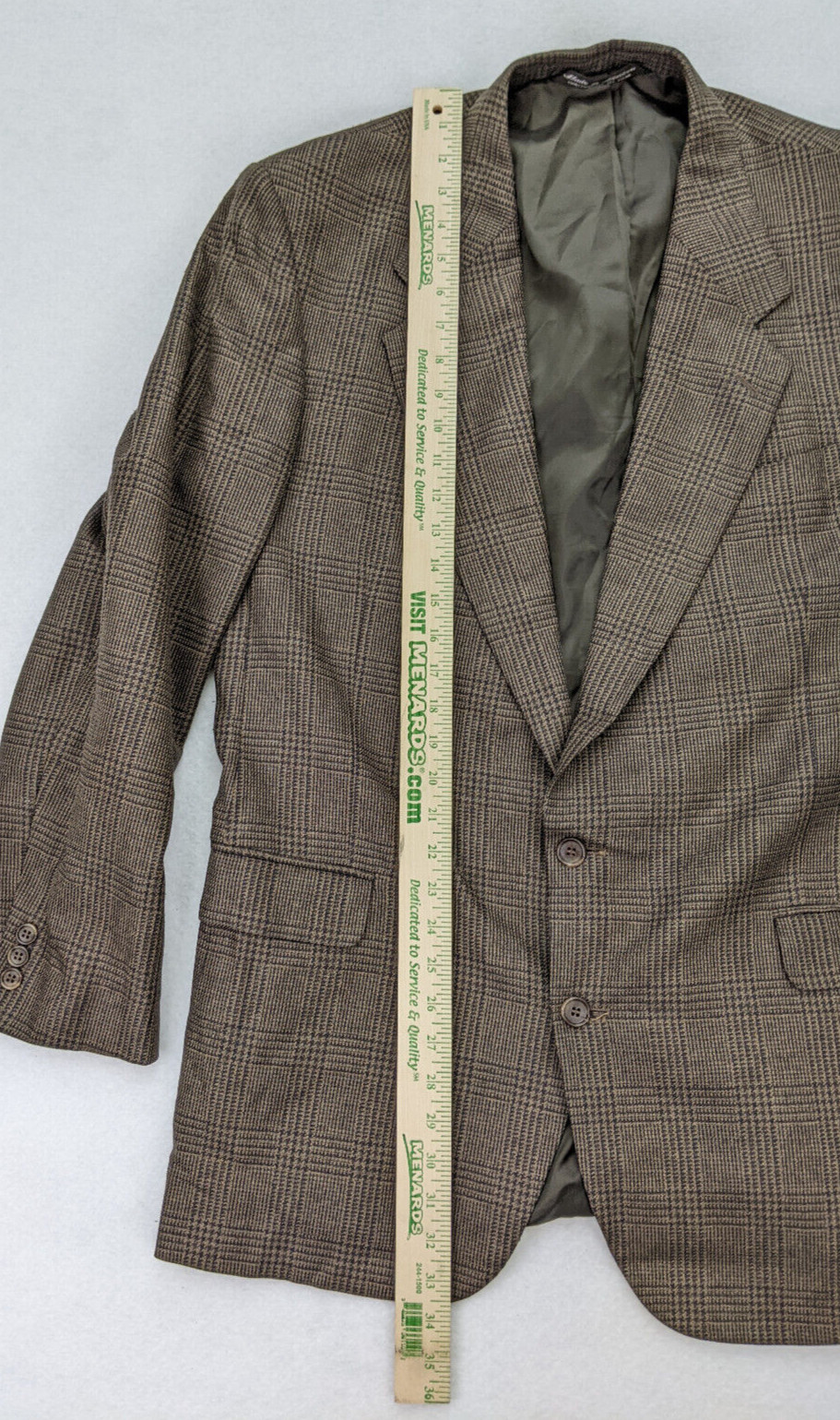 Tailors Row by Deansgate Men’s Blazer Size 43L Brown Plaid Silk Wool Blend