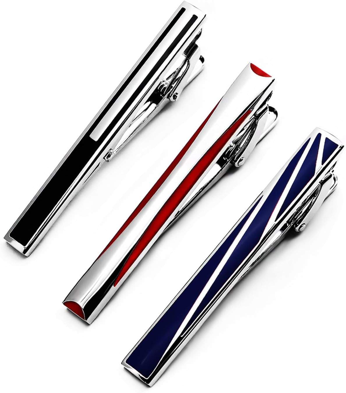 Unique Tie Clip for Men Set White Blue Red Tie Bars,Novelty Tie Clip Vine Patter